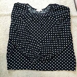 Loose black and white polka dot blouse